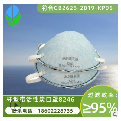 健安德8246KP95减除酸性气体防颗粒物工业防尘杯型口罩