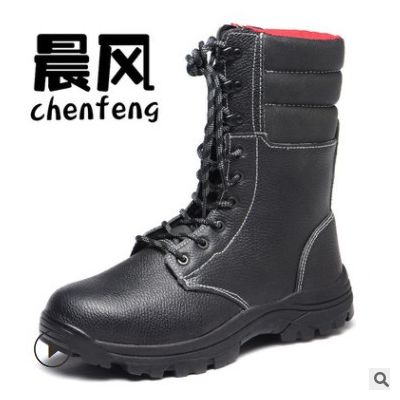 厂家订做出口真皮钢包头高帮安全鞋防护劳保鞋靴子防砸防刺穿防滑图3
