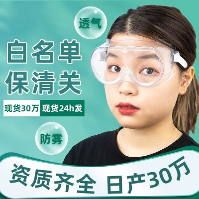 防护眼罩防风沙防尘防雾防飞溅眼镜高清透明全封闭四珠劳保护目镜图3