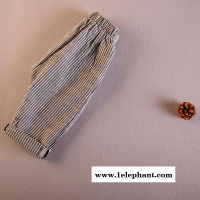 男童夏季新款童裤 棉麻大垮裤PP裤子**条纹打底裤 韩版直销图3