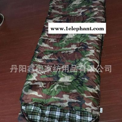美爽爽加大加宽法兰绒互拼压缩包成人户外野营旅游迷彩带帽睡袋图2