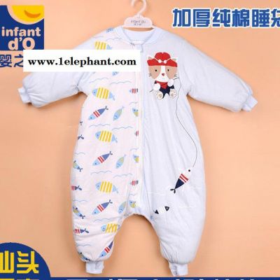 婴之都分腿式儿童秋冬加厚睡袋婴儿纯棉连体衣宝宝爬爬服防踢被直销图2