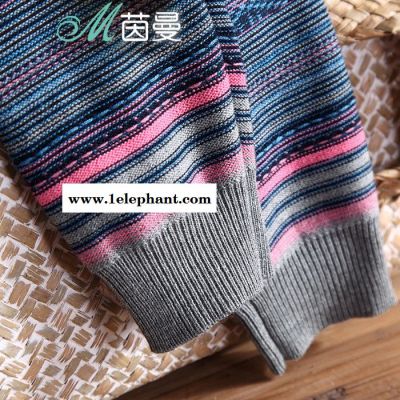 茵曼 2016秋装新款简约民族提花长袖套头毛衣女直筒时尚图3