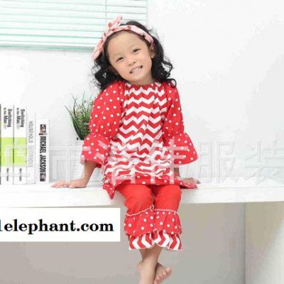 新款外贸女童装 纯棉舒适长袖套装 圣诞欧美春秋图2