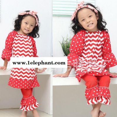 新款外贸女童装 纯棉舒适长袖套装 圣诞欧美春秋图3