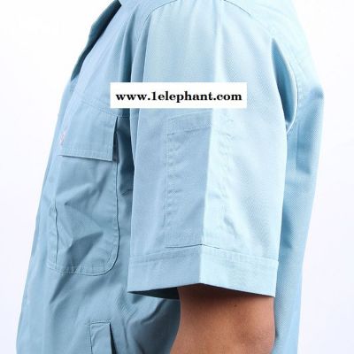 工作服订做 短袖套装 浅色工装定做 劳保工作服 直销 工作服图2