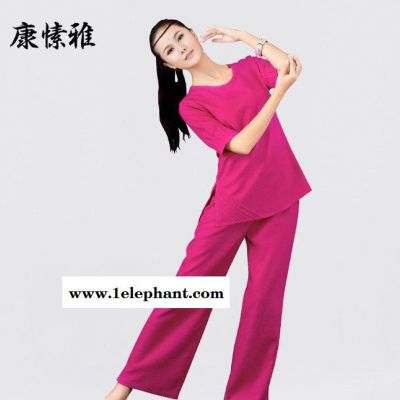 2017新款瑜伽服短袖套装女夏季广场舞蹈服表演服禅修服K89图2