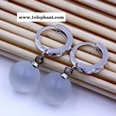 韩国新品925纯银 满天星猫眼石耳环 女式 耳饰品 批发 耳坠图3