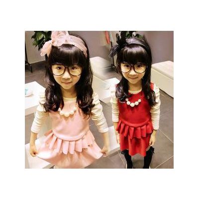 2014秋童装 纯色无袖套头小背心+韩版短裙套装 儿童套装
