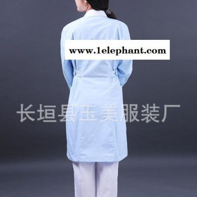 护士服分体长短袖套装长袖白大褂美容服圆领蓝色护士服图3