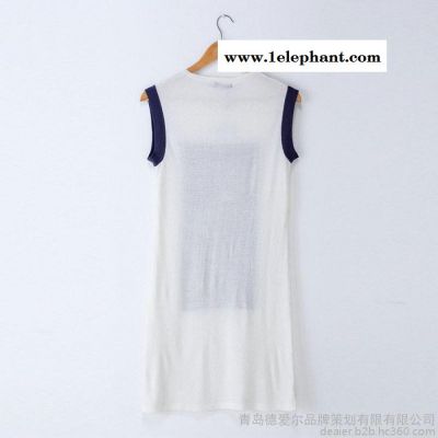 2015连衣裙女夏 针织个性修身圆领提花连衣裙夏中裙 无袖套头裙子图4