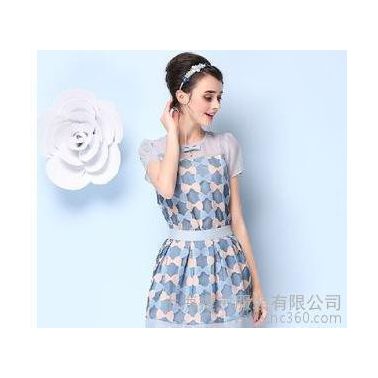2015夏装韩版新款欧根纱上衣短裙两件套小香风短袖套装女
