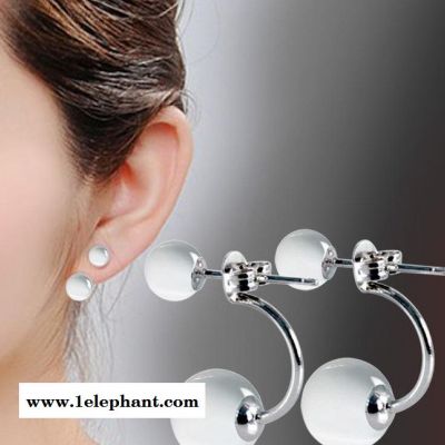 925纯银耳钉 女款猫眼石2015韩国月光风在吹耳环 耳饰品批发图3