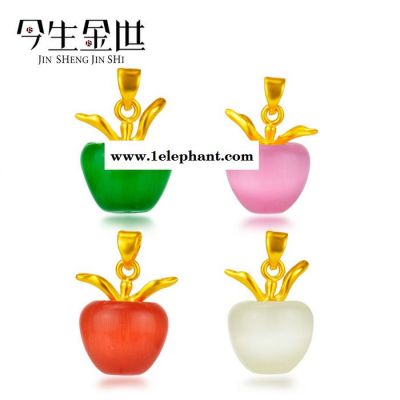 猫眼石加金树叶小苹果吊坠 礼品工艺品 生日礼物活动小商品图2