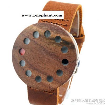 木表工艺手表新款韩式12孔猫眼真皮外贸时尚个性款学生手表订做