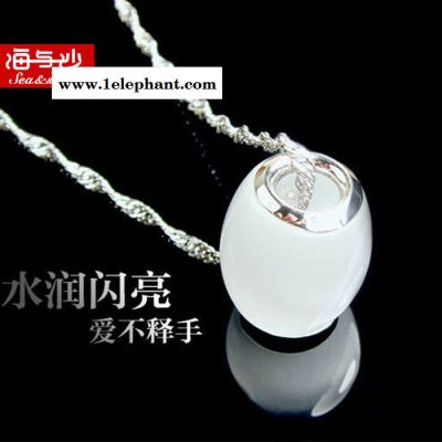 海与沙S925银猫眼石转运珠项链 日韩简约纯银饰品 时尚锁骨图2