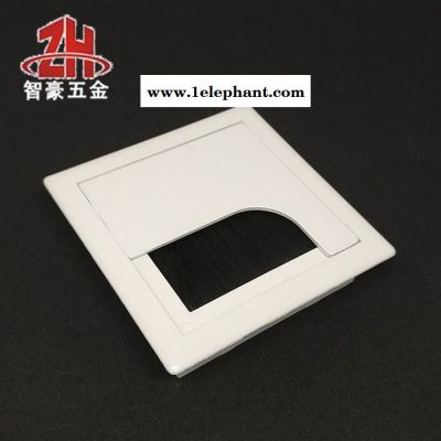 沙银灰方型80*80塑料办公会议电脑桌面穿线盒走线盒过线盒线孔盖板 线孔盖图2