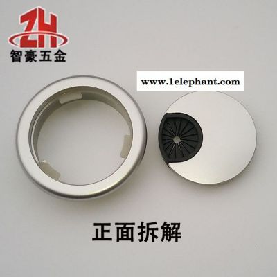沙银灰圆形塑料办公会议电脑桌面穿线盒走线盒过线盒线孔盖板 线孔盖图5