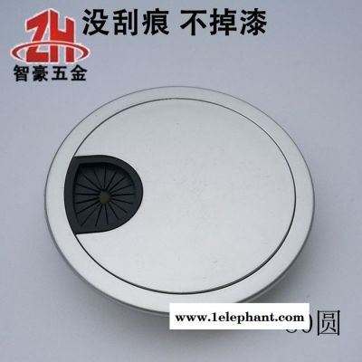 沙银灰圆形塑料办公会议电脑桌面穿线盒走线盒过线盒线孔盖板 线孔盖图3