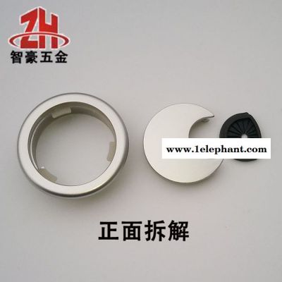 沙银灰圆形塑料办公会议电脑桌面穿线盒走线盒过线盒线孔盖板 线孔盖图6