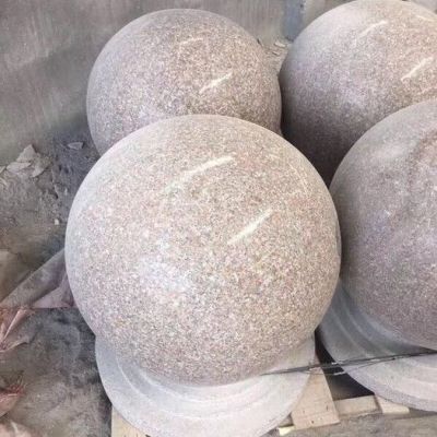 挡车石球__深圳三磊大理石厂家五连红挡车石球_障碍挡车石路障挡车石图3
