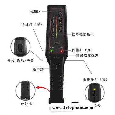 维安泰 GC1002手持式高灵敏度金属探测器带强弱指示灯现货批发