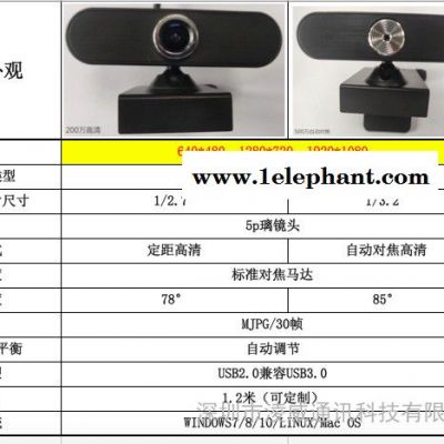 USB摄像头网络教育网络视频网红带货1080高清像素真200万和500万图3