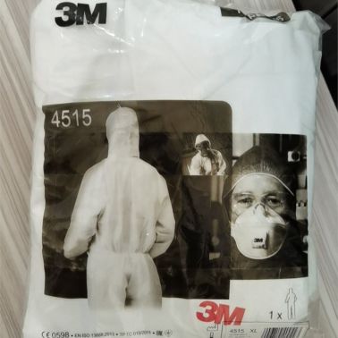 3M 4515白色带帽连体防护服XL