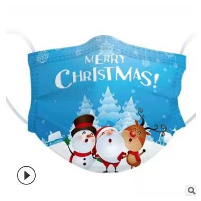 新款热销圣诞口罩一次性三层防护独立包装口罩一件代发包邮