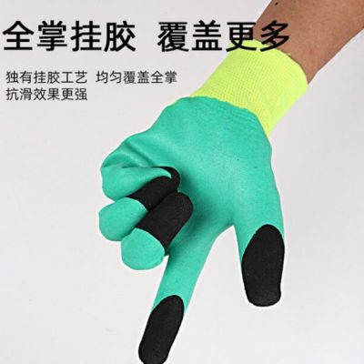 劳保手套13针尼龙浸胶手套透气王加强指耐磨图3