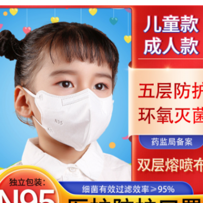 N95口罩独立包装挂耳式现货批发成人儿童防护kn95头戴式祥禾厂家图3