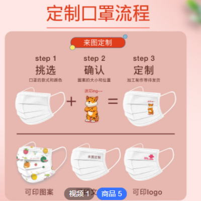 老虎卡通黑白色一次性口罩3d立体大人儿童可爱创意个性印花图案图2
