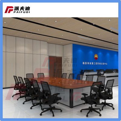 定制最新款科技感办公会议桌灯光为霓虹灯弧形图4