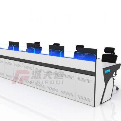 指挥中心控制台双联监控室电脑操作台定做弧形科技感调度工作台图8
